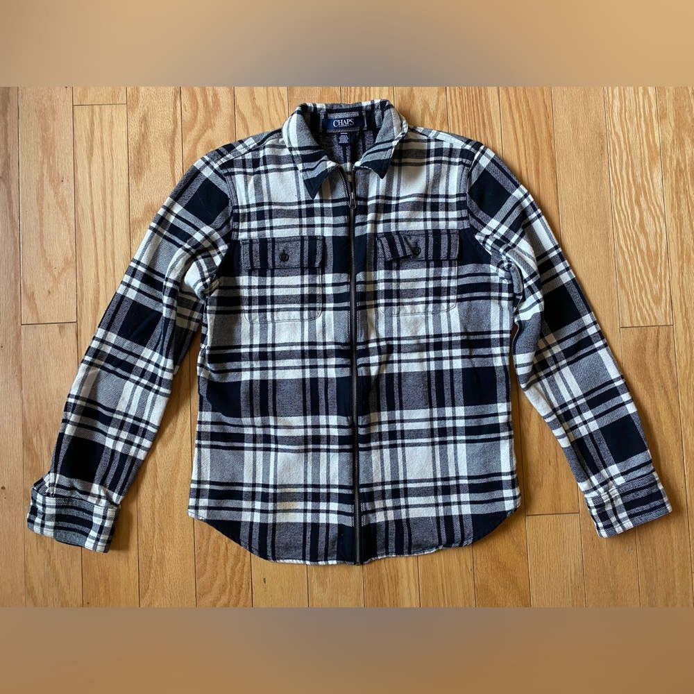 Chaps Zip-Up Plaid Flannel Size S
